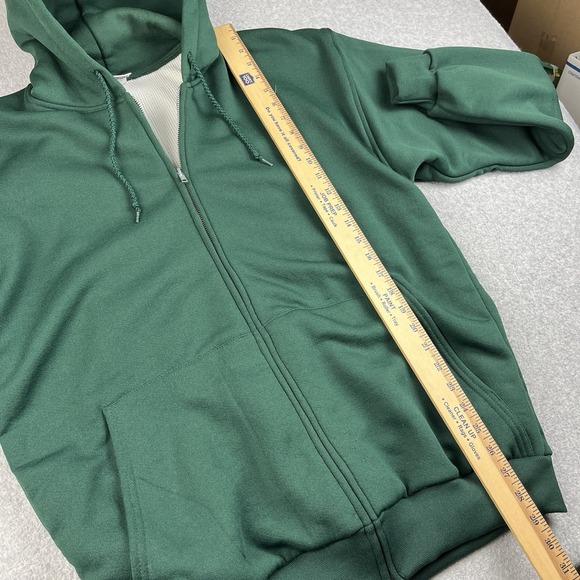 Vintage 90s Pluma Hoodie Mens XL Waffle Thermal Lined Full Zip Sweatshirt Green - Picture 6 of 8